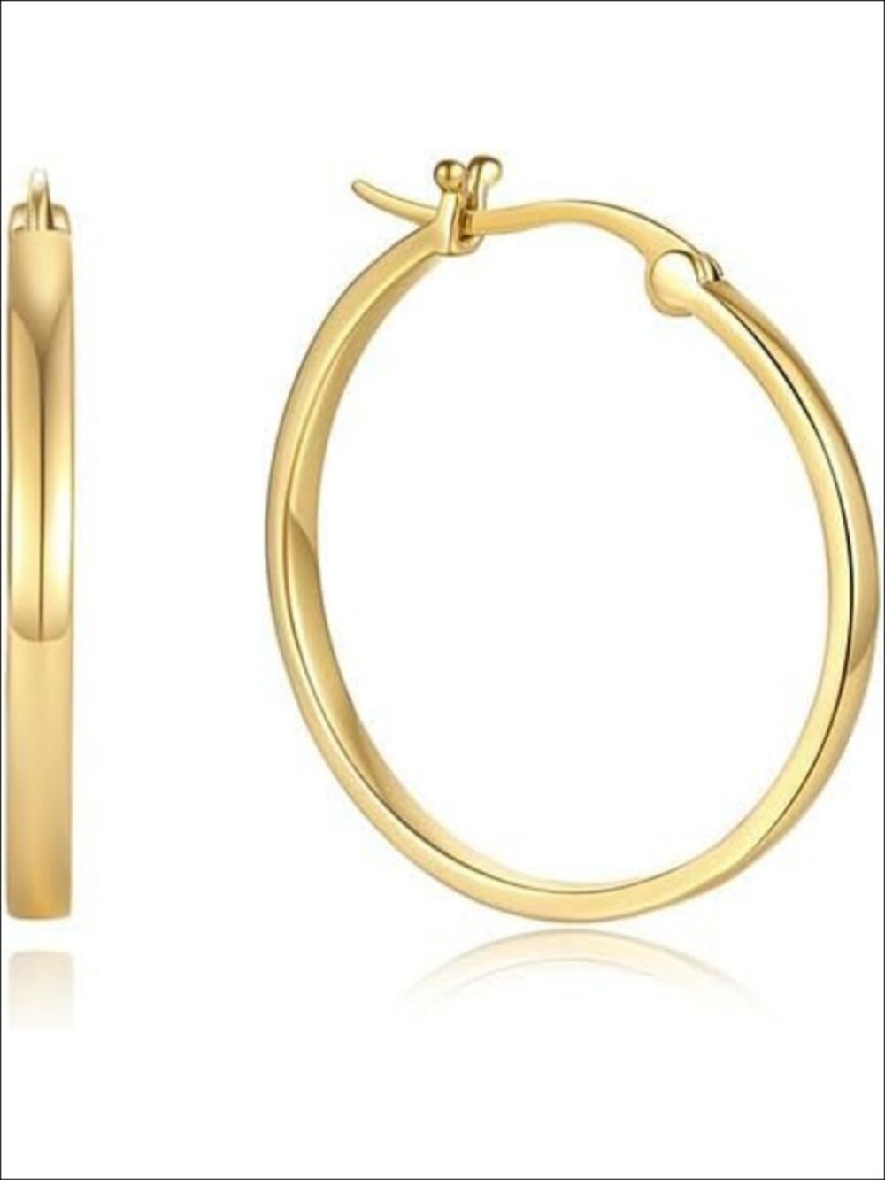 14K Gold Plated Square Tube Hoop Earrings Lightweight Everyday Jewelry